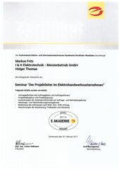 Seminar "Der Projektleiter im Elektrohandwerksunternehmen"